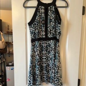 Parker size 4 Black and Blue Patterned Women's Dress nwot